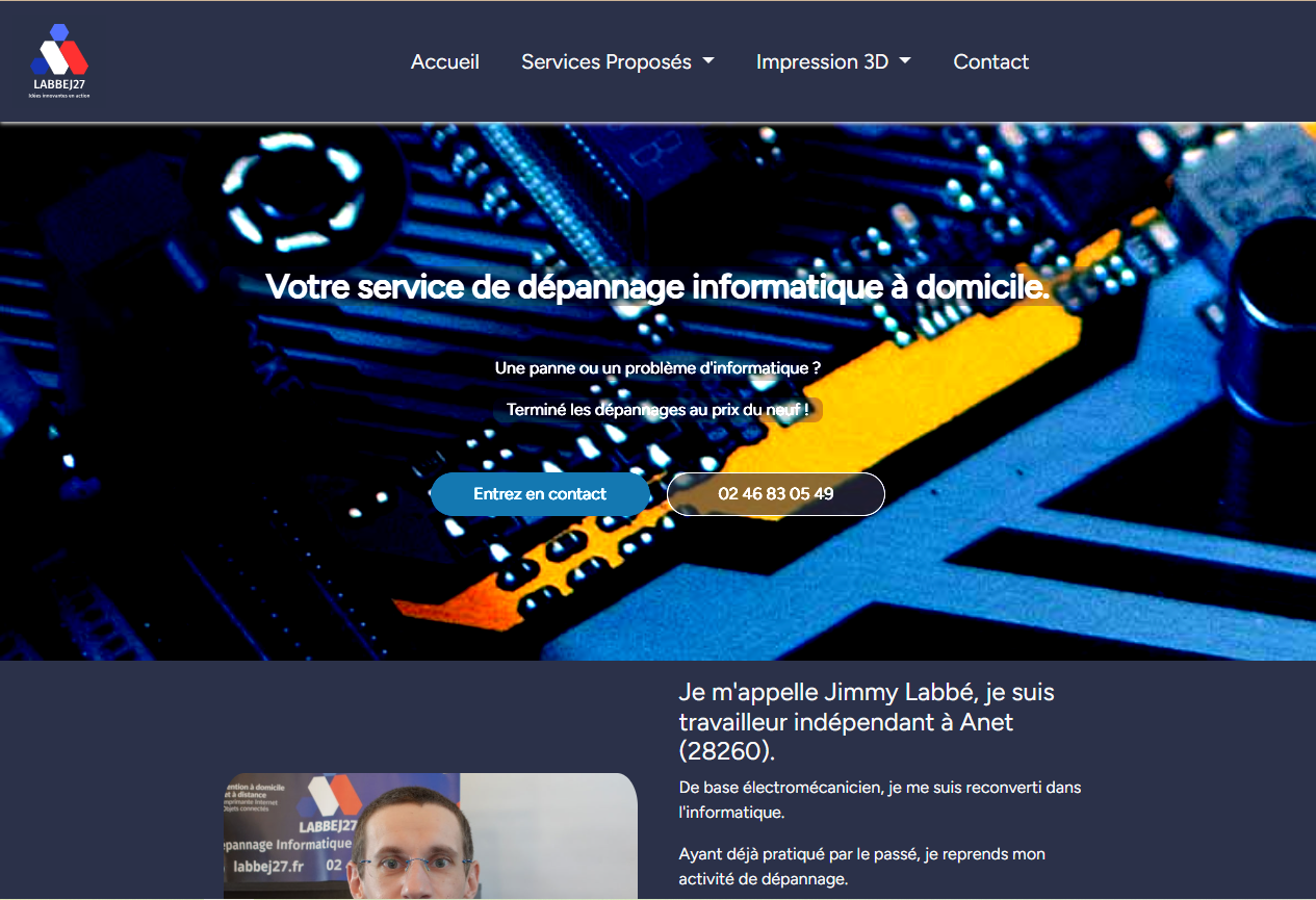 Capture d'écran du site Web Labbej27 réalisé en Laravel, Bootstrap, CSS